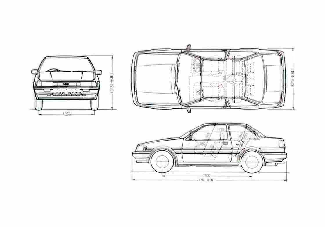 Blueprint Toyota Levin AE86 2 door Coupe 1983 A4 Photo Print