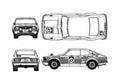 Blueprint Toyota Levin E20) TE27 Mafolca Rally Coupe 1972 A4 Photo Print