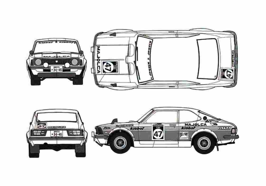 Blueprint Toyota Levin E20) TE27 Mafolca Rally Coupe 1972 A4 Photo Print