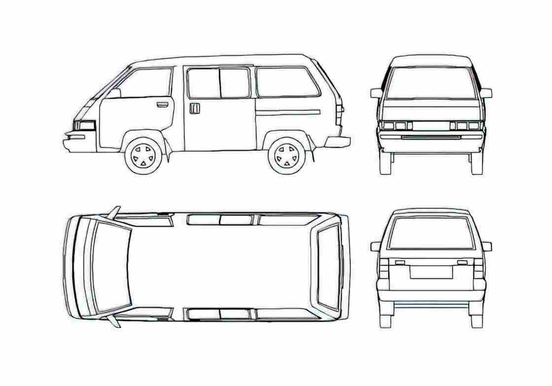 Blueprint Toyota Liteace III M30 Microvan 1990 A4 Photo Print