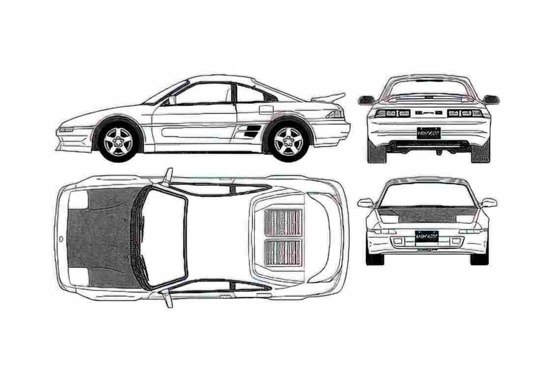 Blueprint Toyota MR 2 Coupe 1996 A4 Photo Print