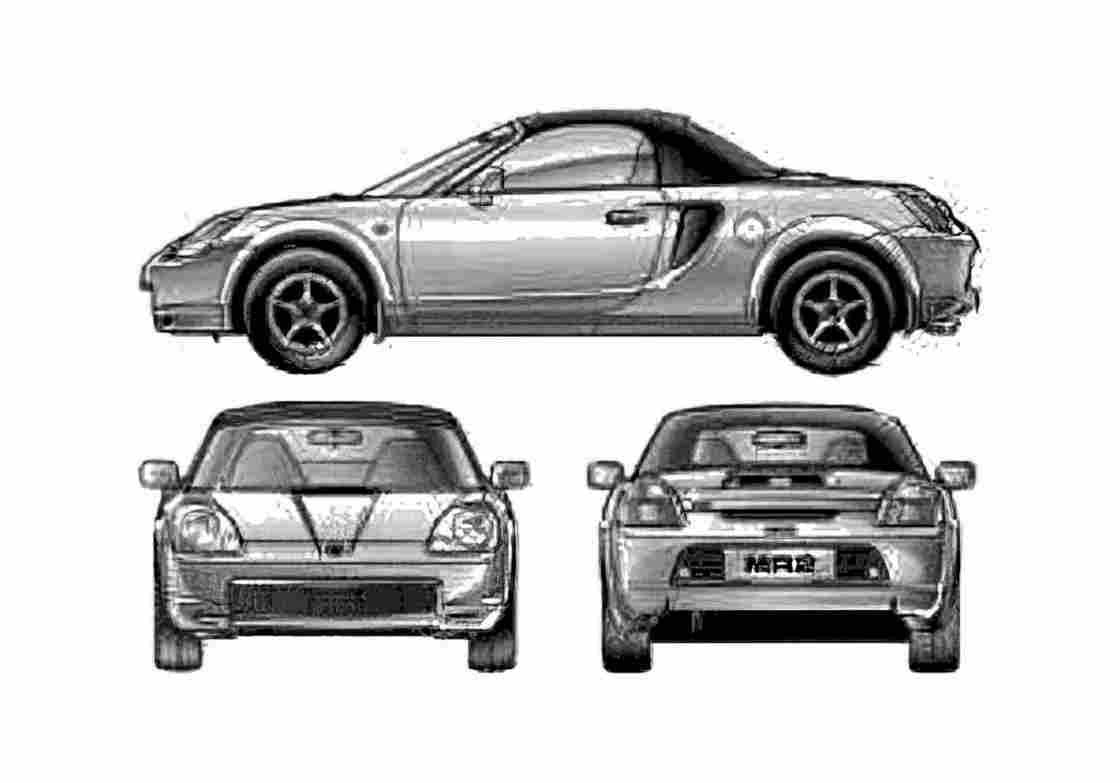 Blueprint Toyota MR 2 Coupe 2002 A4 Photo Print