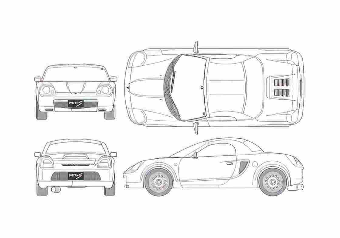 Blueprint Toyota MR S TMC Coupe 2000 A4 Photo Print