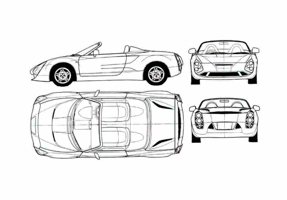 Blueprint Toyota MR S VM180 Zagato Cabriolet 2001 A4 Photo Print