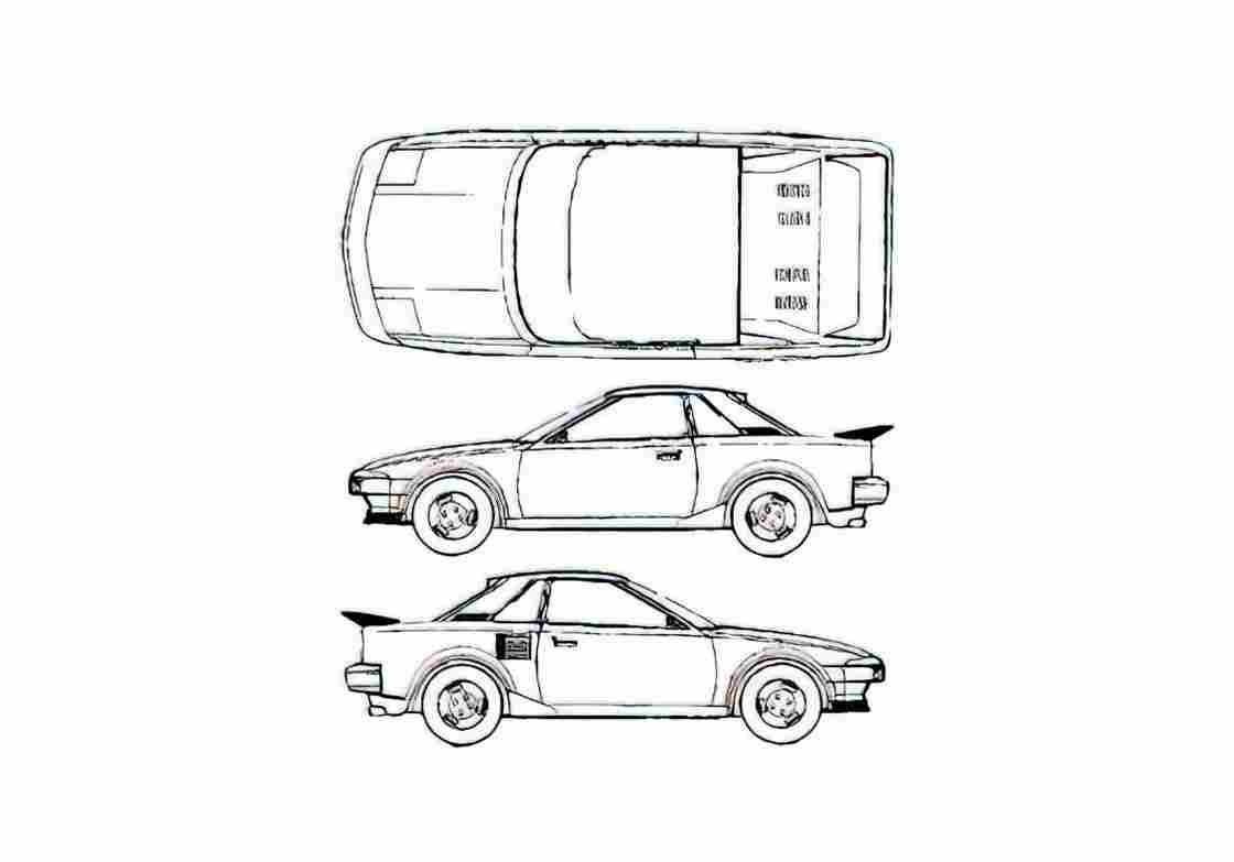 Blueprint Toyota MR2 I AW10 Coupe 1984 A4 Photo Print