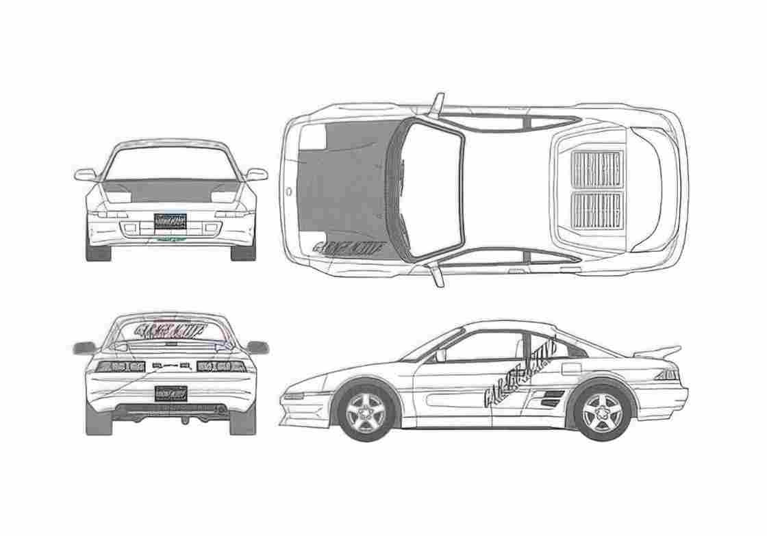 Blueprint Toyota MR2 II SW20 Garage Active Coupe 1991 A4 Photo Print