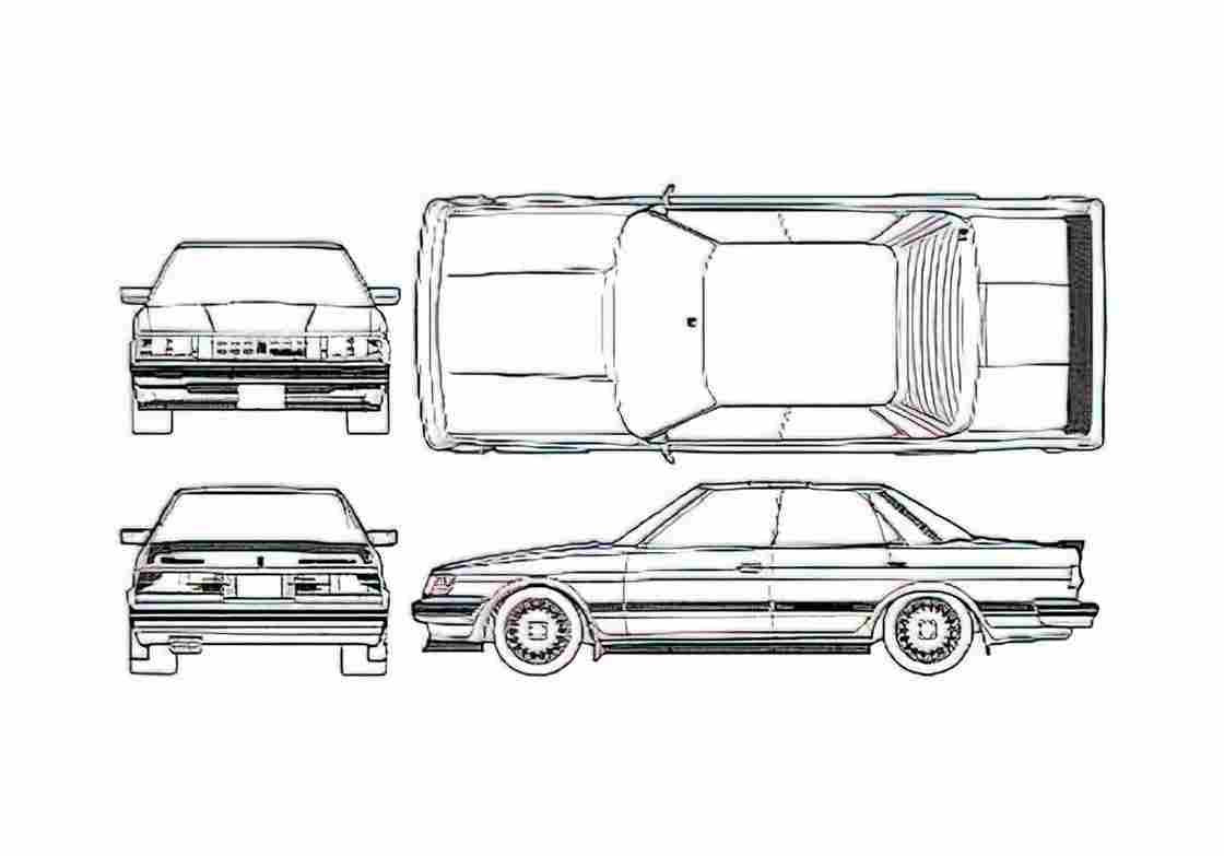 Blueprint Toyota Mark II 20 GT Sedan 1920 A4 Photo Print