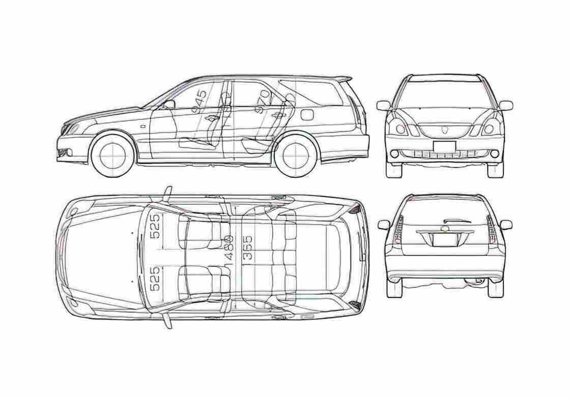 Blueprint Toyota Mark II Blit Wagon 2005 A4 Photo Print