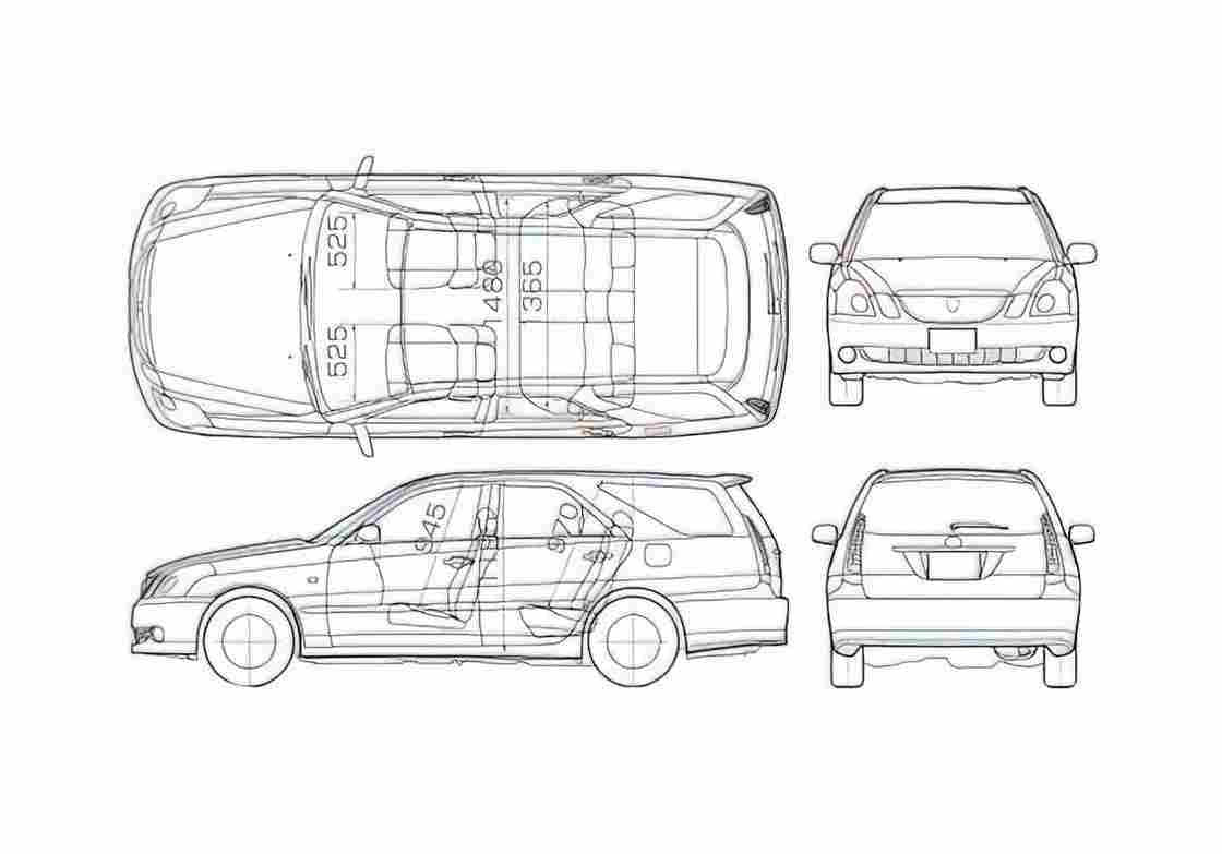 Blueprint Toyota Mark II Blit Wagon 2006 A4 Photo Print