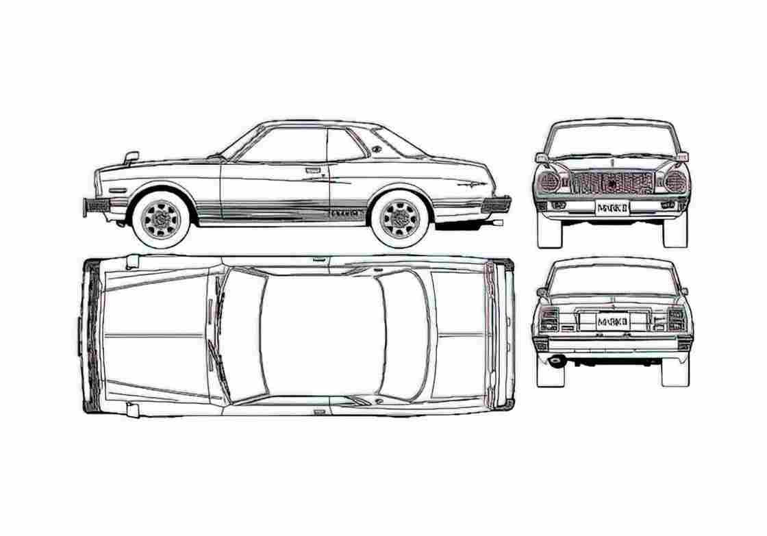 Blueprint Toyota Mark II Grande Coupe 1976 A4 Photo Print