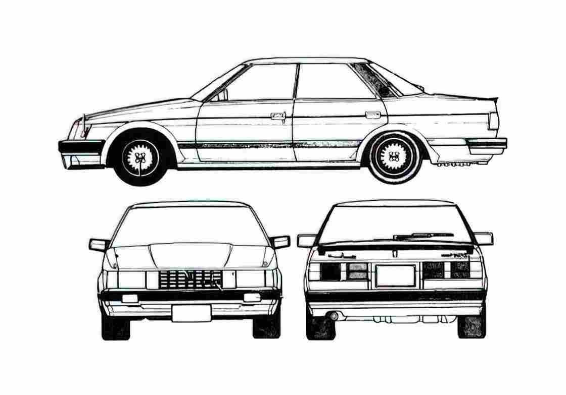 Blueprint Toyota Mark II Sedan 1984 A4 Photo Print