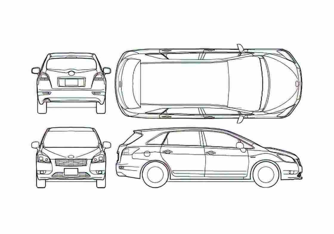 Blueprint Toyota Mark X ZiO Wagon 2008 A4 Photo Print