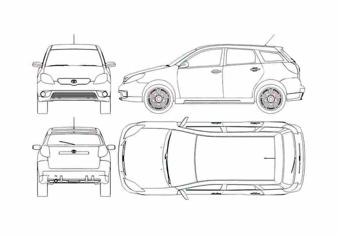 Blueprint Toyota Matrix Wagon 2004 A4 Photo Print