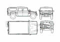 Blueprint Toyota Mega Cruiser SUV 1996 A4 Photo Print