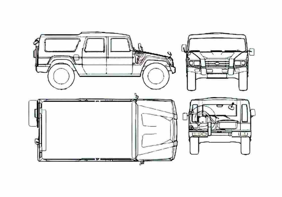 Blueprint Toyota Mega Cruiser SUV 1996 A4 Photo Print