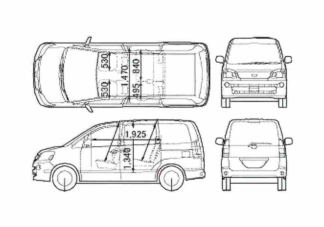 Blueprint Toyota Noah Minivan 2005 A4 Photo Print