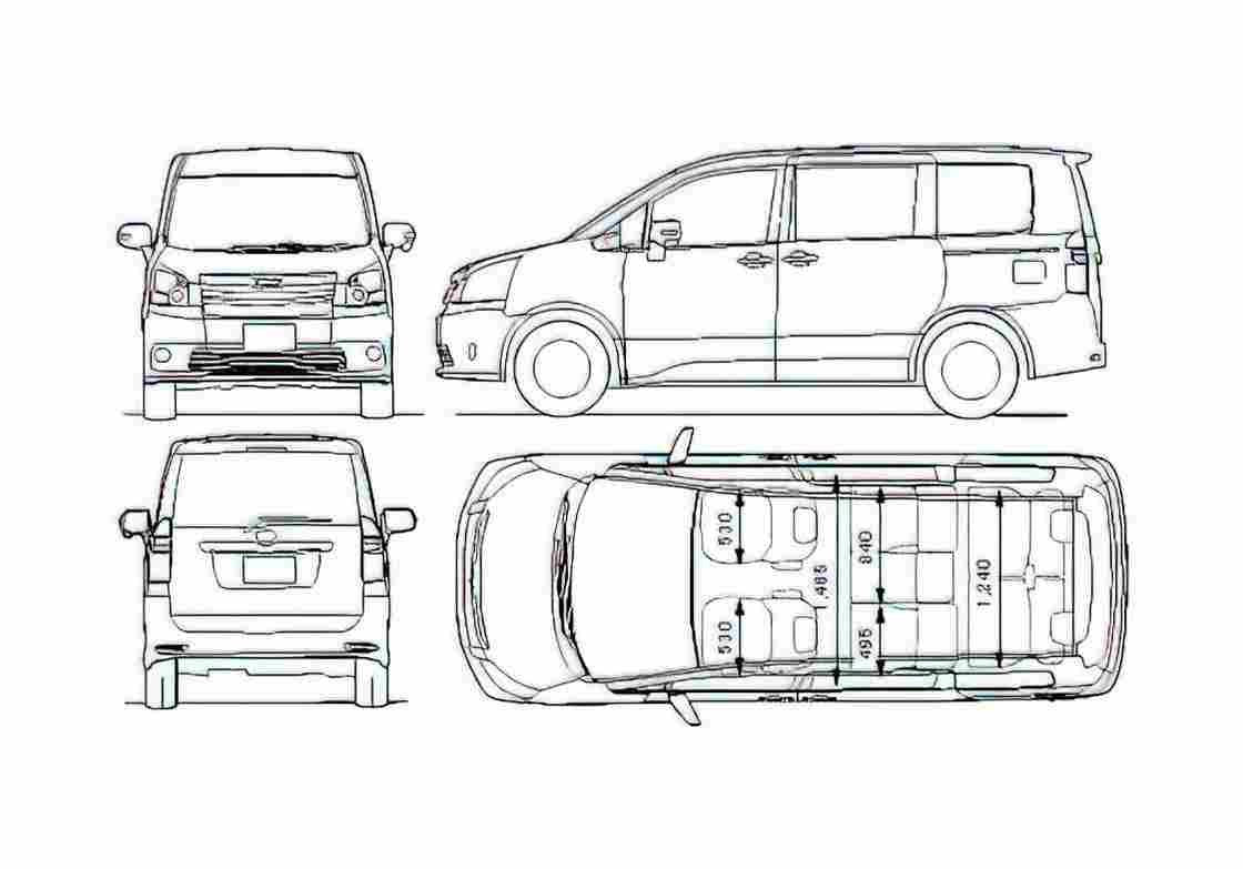 Blueprint Toyota Noah Minivan 2009 A4 Photo Print