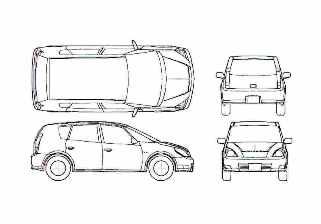 Blueprint Toyota Opa Minivan 2000 A4 Photo Print