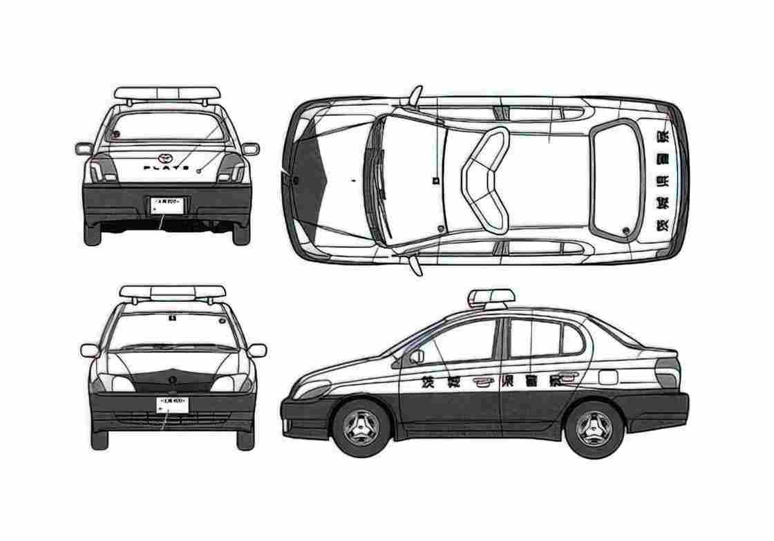 Blueprint Toyota Platz Patrol Car Sedan 2000 A4 Photo Print