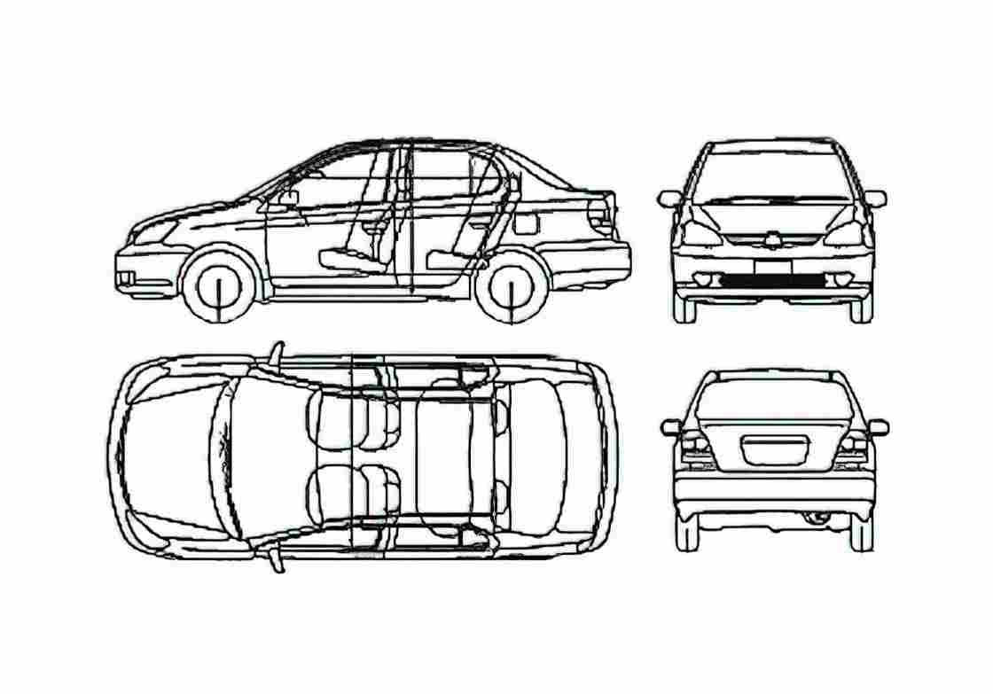 Blueprint Toyota Platz Sedan 2005 A4 Photo Print