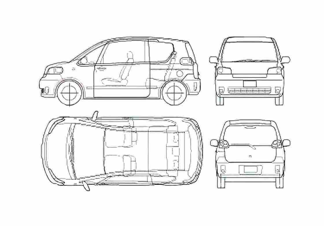 Blueprint Toyota Porte Hatchback 2005 A4 Photo Print