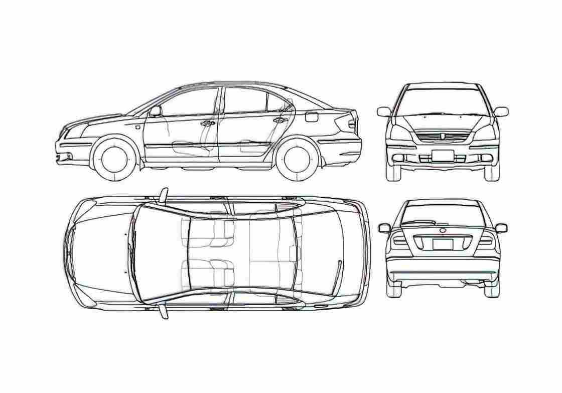 Blueprint Toyota Premio Sedan 2005 A4 Photo Print