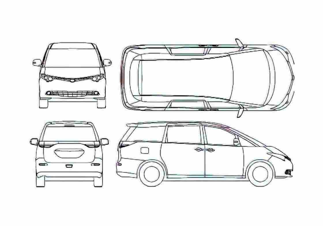 Blueprint Toyota Previa Minivan 2007 A4 Photo Print