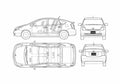 Blueprint Toyota Prius Hatchback 2005 A4 Photo Print