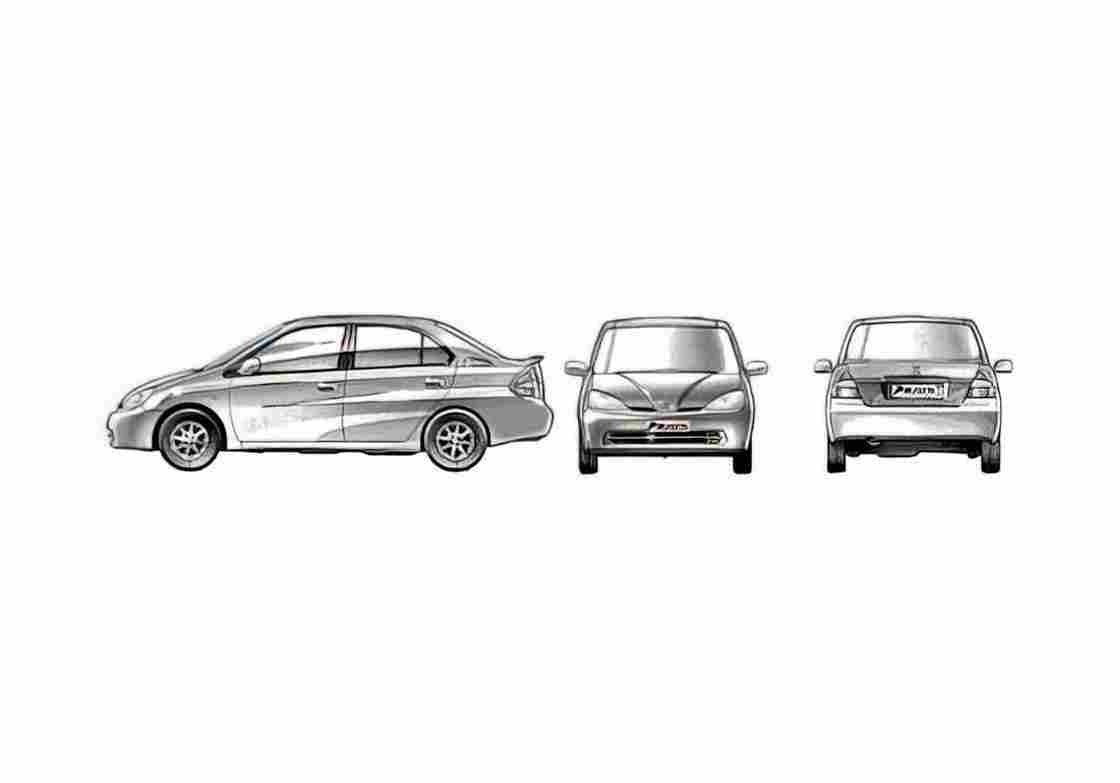 Blueprint Toyota Prius I Sedan 2000 A4 Photo Print