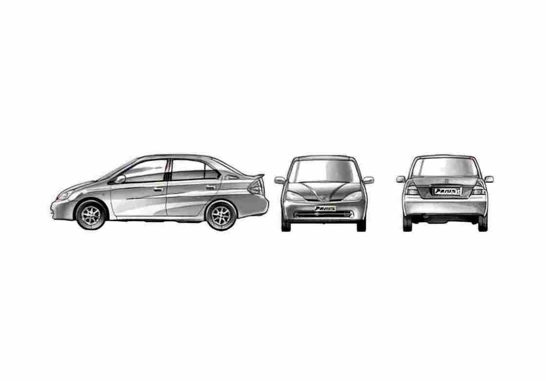 Blueprint Toyota Prius Sedan 1998 A4 Photo Print