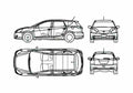 Blueprint Toyota Prius Wagon 2000 A4 Photo Print