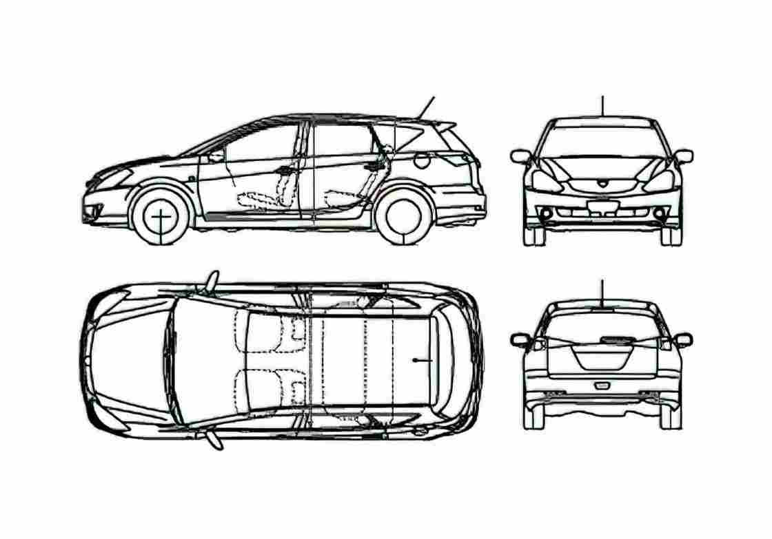 Blueprint Toyota Prius Wagon 2000 A4 Photo Print