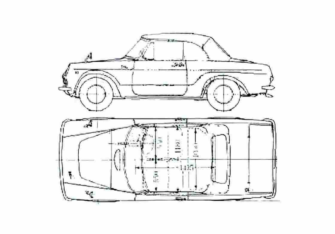 Blueprint Toyota Publica Convertible Cabriolet 1968 A4 Photo Print