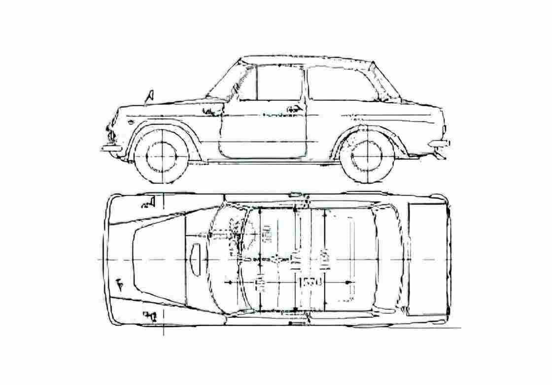 Blueprint Toyota Publica Coupe 1968 A4 Photo Print