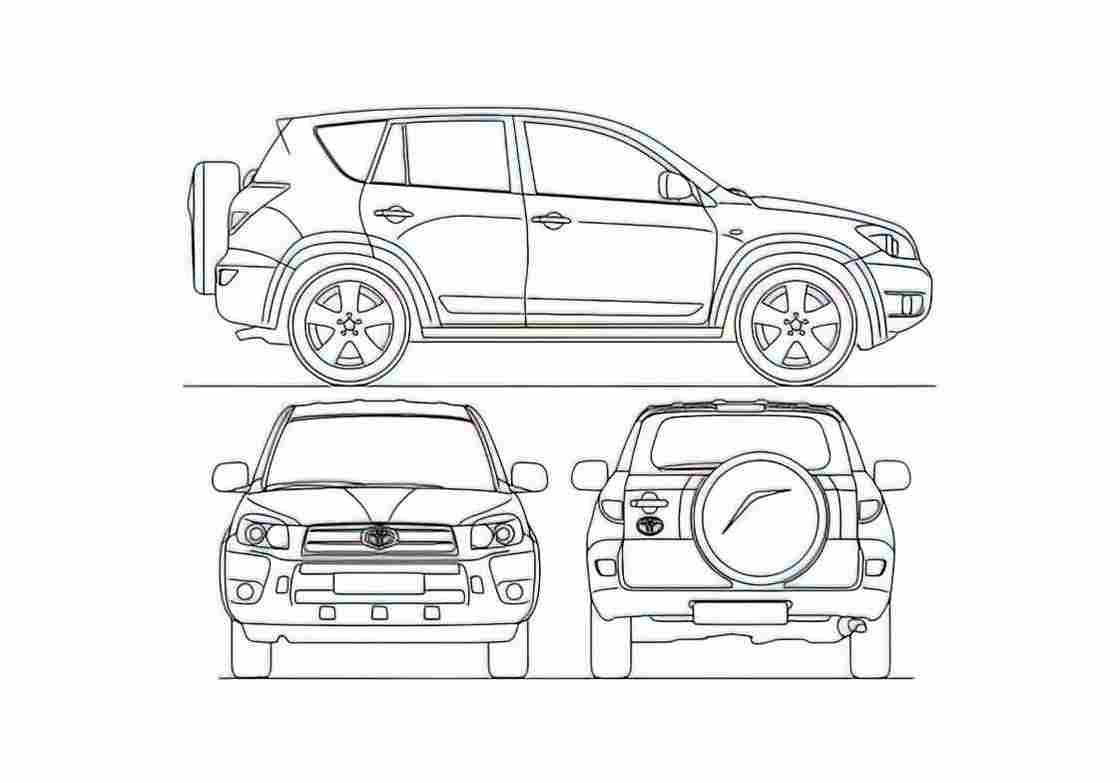 Blueprint Toyota RAV4 III SUV 2006 A4 Photo Print