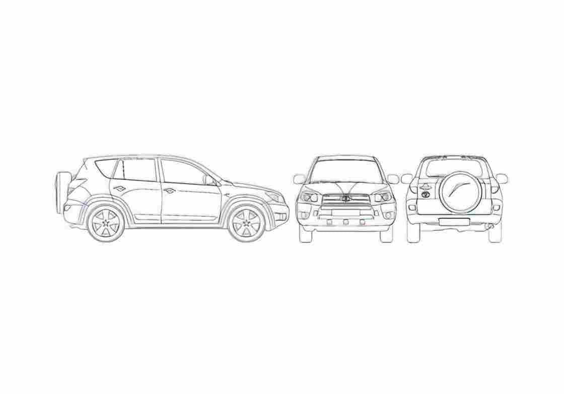 Blueprint Toyota RAV4 III SUV 2007 A4 Photo Print