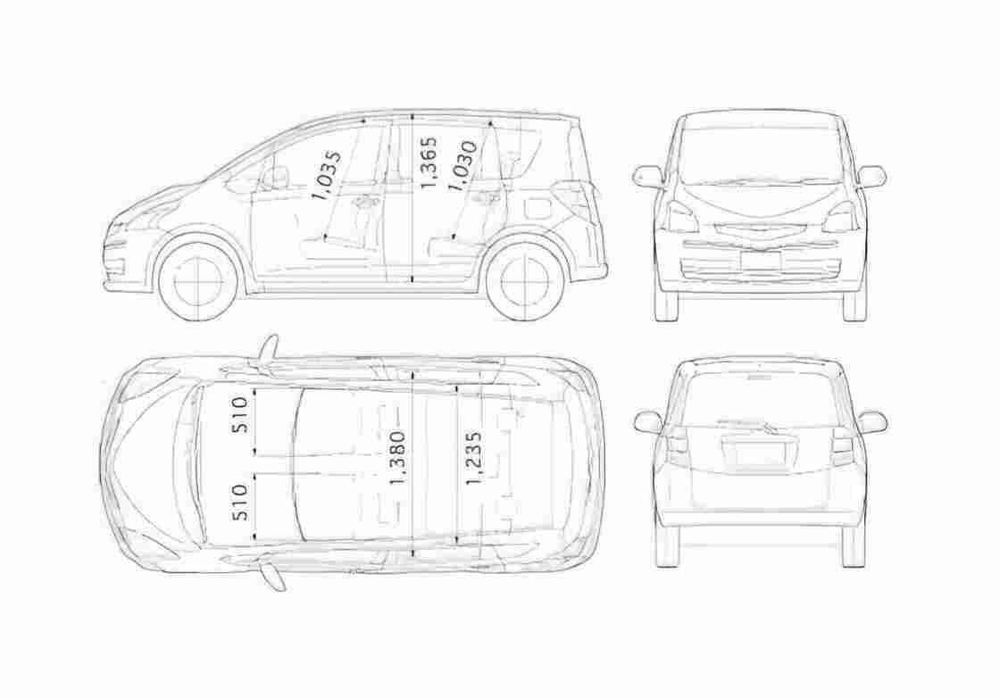 Blueprint Toyota Ractis Microvan 2006 A4 Photo Print