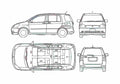 Blueprint Toyota Raum Hatchback 2006 A4 Photo Print
