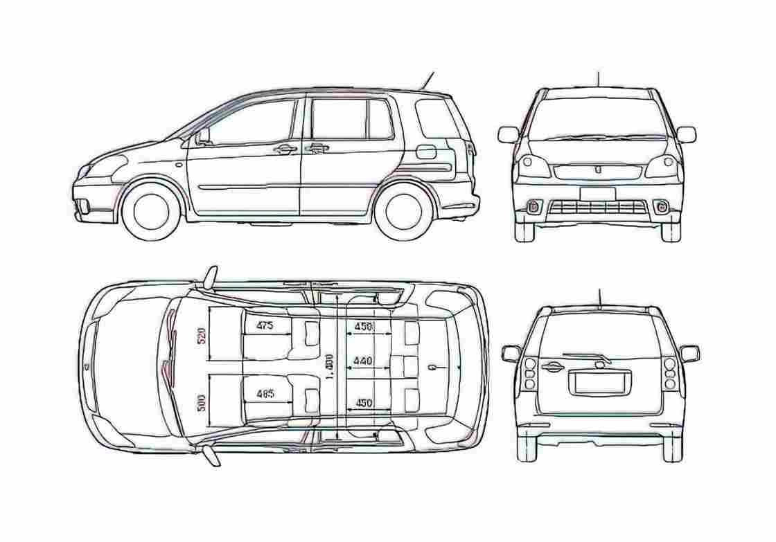 Blueprint Toyota Raum Hatchback 2006 A4 Photo Print