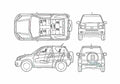 Blueprint Toyota Rav 4 3 door SUV 2005 A4 Photo Print