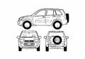 Blueprint Toyota Rav 4 5 door SUV 2000 A4 Photo Print