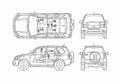 Blueprint Toyota Rav 4 5 door SUV 2005 A4 Photo Print