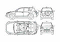 Blueprint Toyota Rav 4 MKII SUV 2006 A4 Photo Print