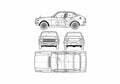Blueprint Toyota Sarlet XT Hatchback 1973 A4 Photo Print