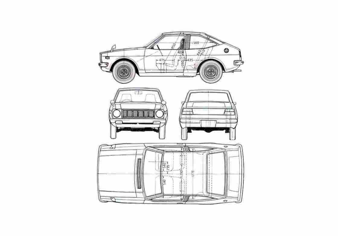 Blueprint Toyota Sarlet XT Hatchback 1973 A4 Photo Print