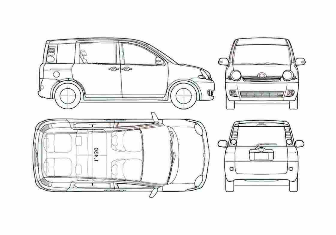Blueprint Toyota Sienta Wagon 2007 A4 Photo Print