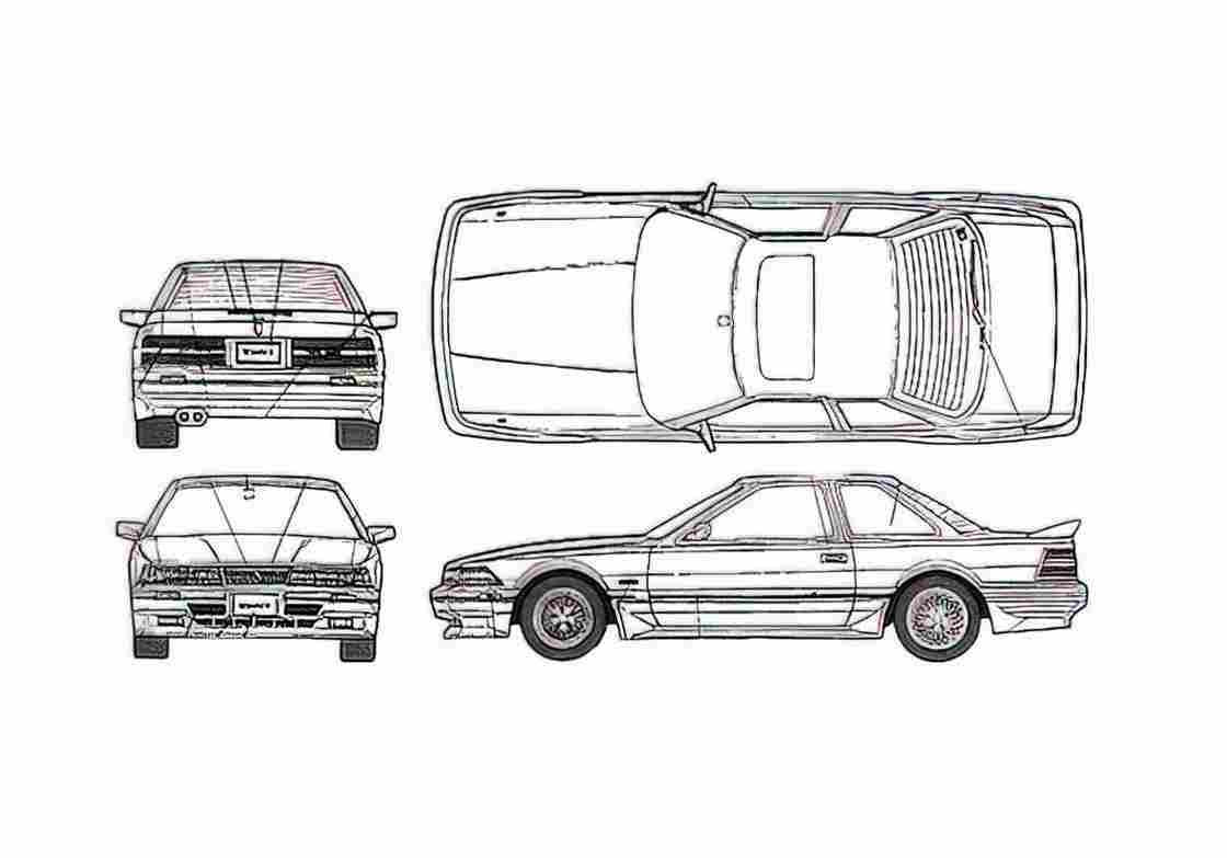 Blueprint Toyota Soarer II Z20 30GT Coupe 1986 A4 Photo Print