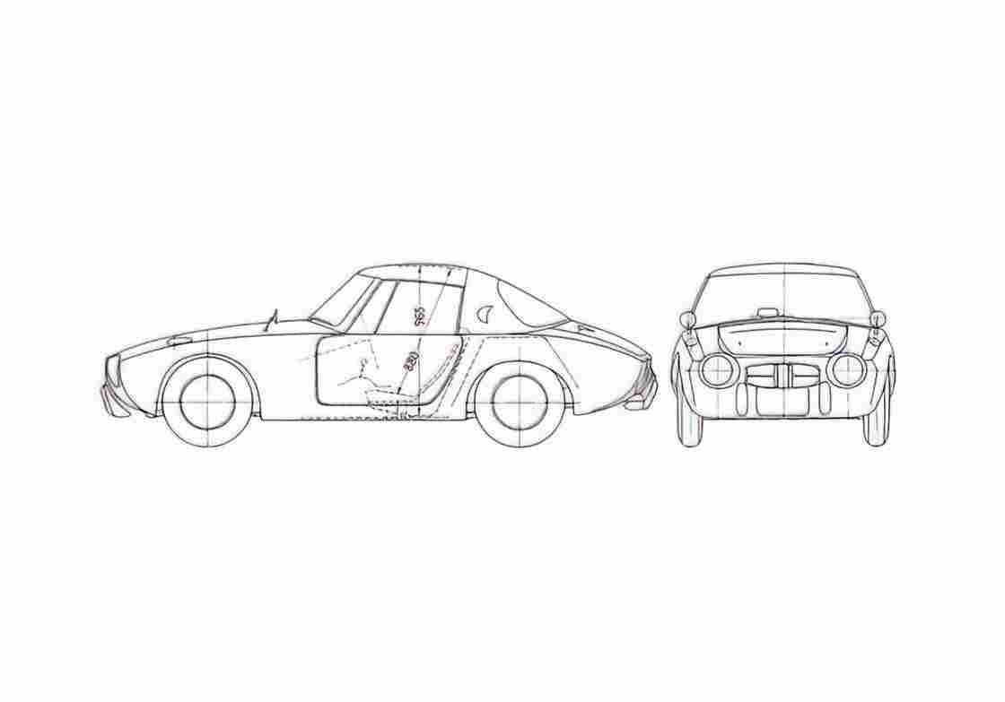Blueprint Toyota Sports 800 Coupe 1963 A4 Photo Print