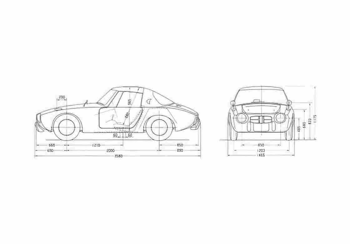 Blueprint Toyota Sports 800 Roadster 1965 A4 Photo Print