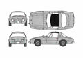 Blueprint Toyota Sports 800 Roadster Targa 1965 A4 Photo Print